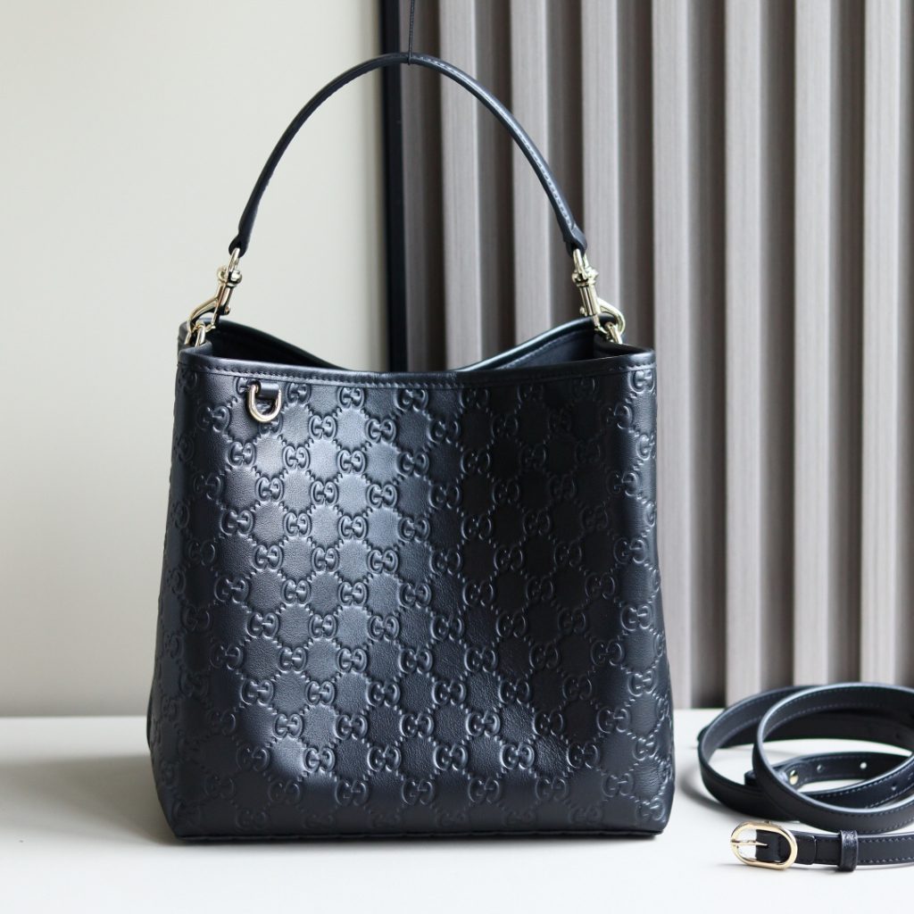 Gucci GG Emblem Bucket Bag 815103 in Black