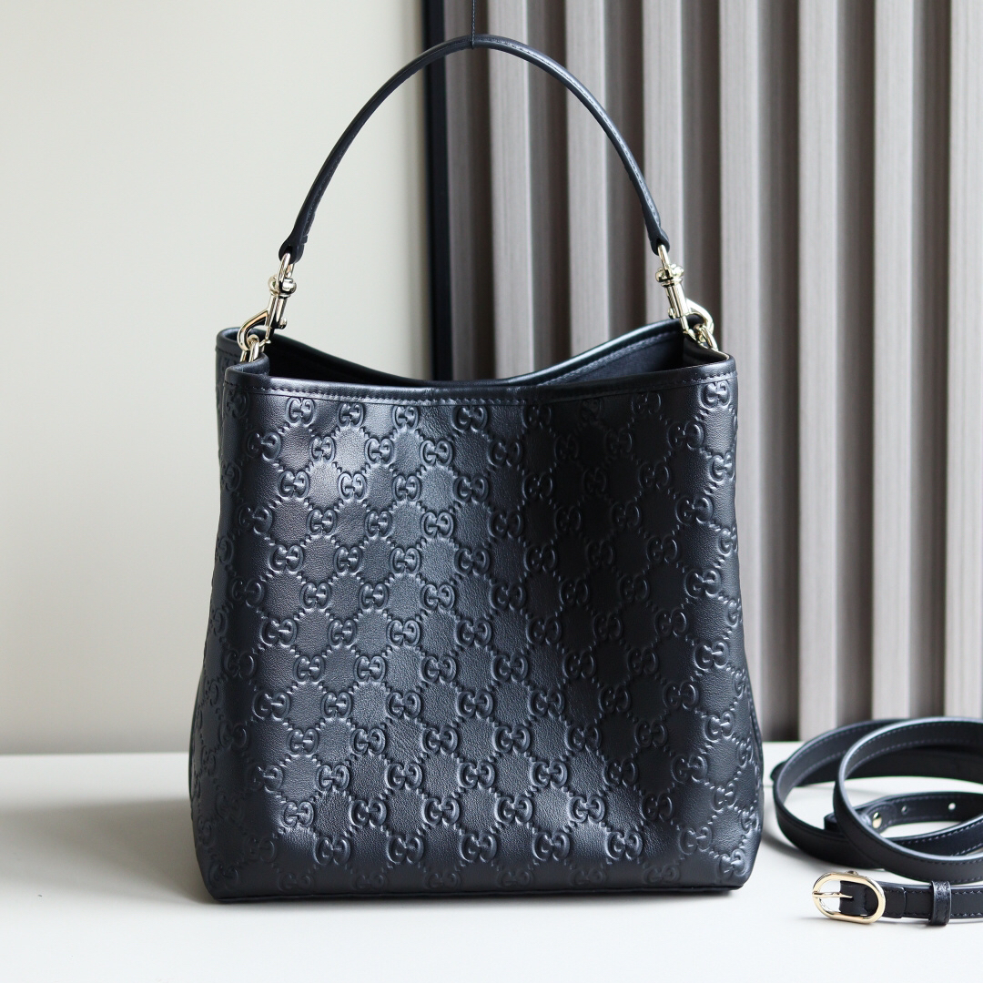 Gucci GG Emblem Bucket Bag 815103 in Black
