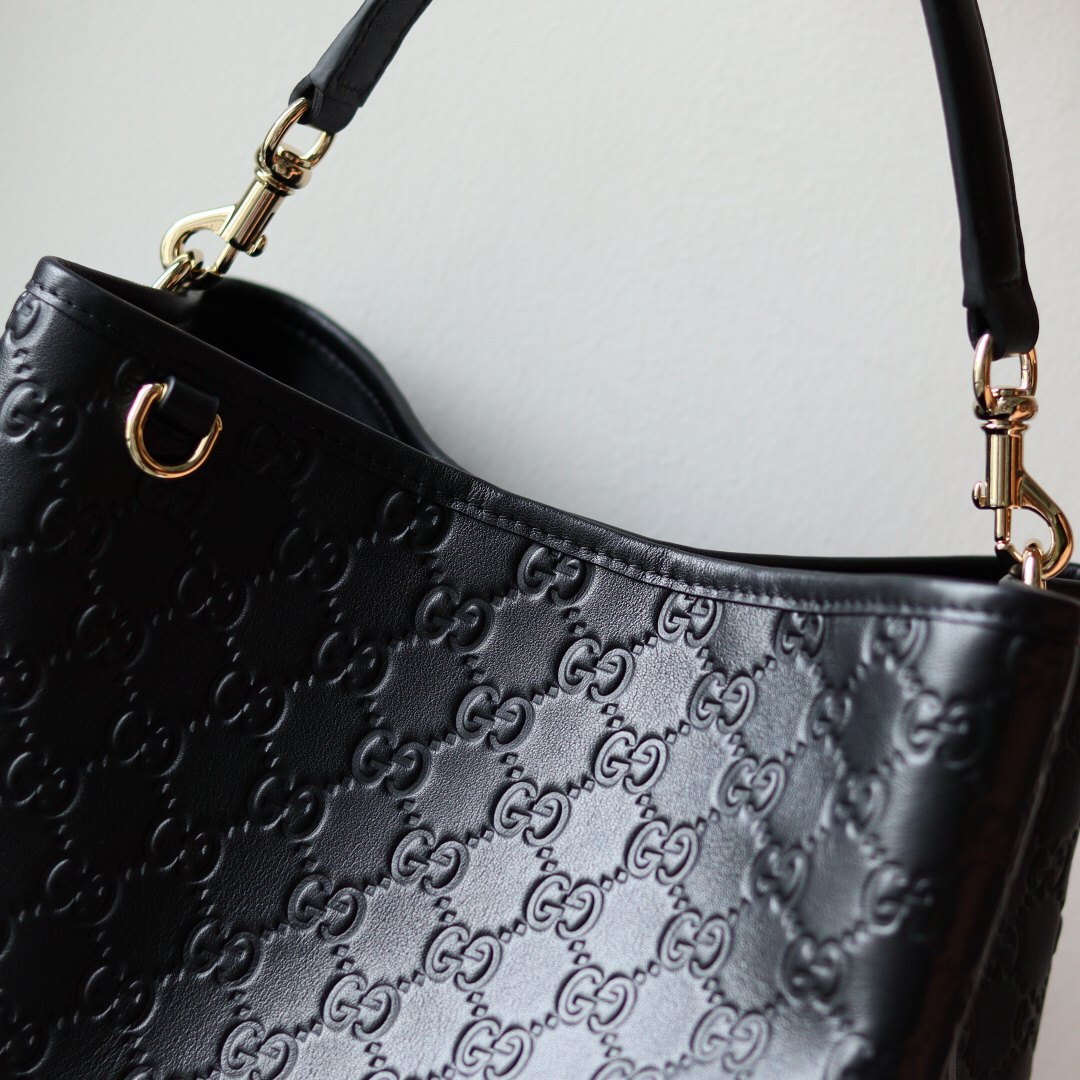 Gucci GG Emblem Bucket Bag 815103 in Black