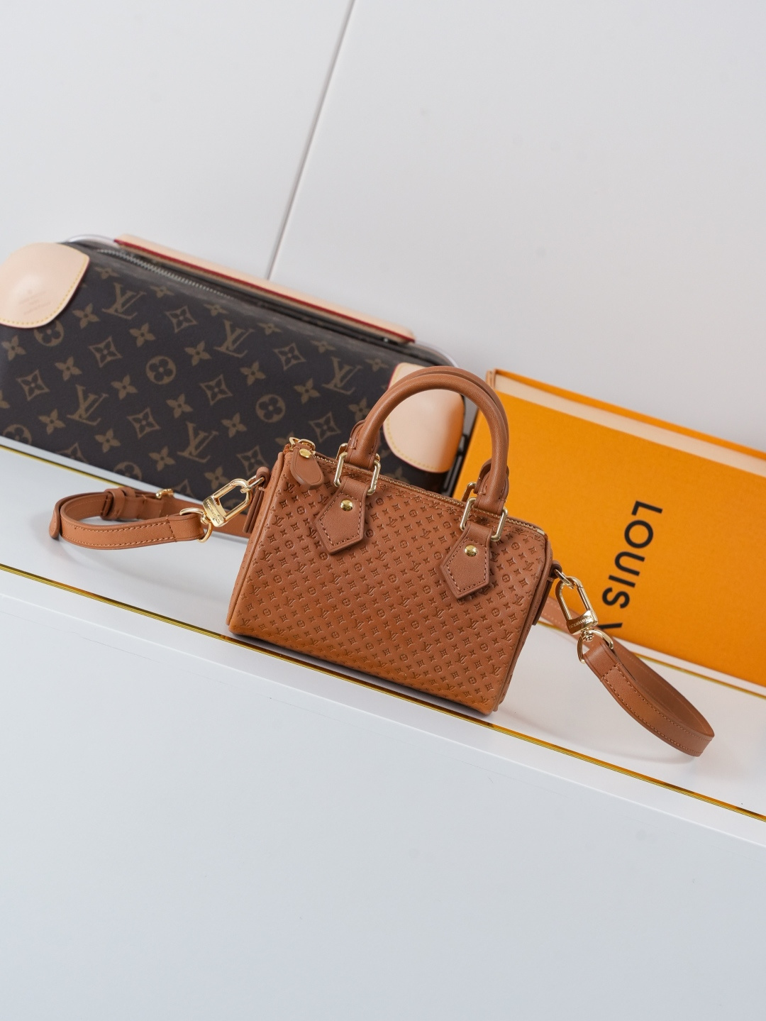 Louis Vuitton Nano Speedy Shoulder Bag M29472 in Brown