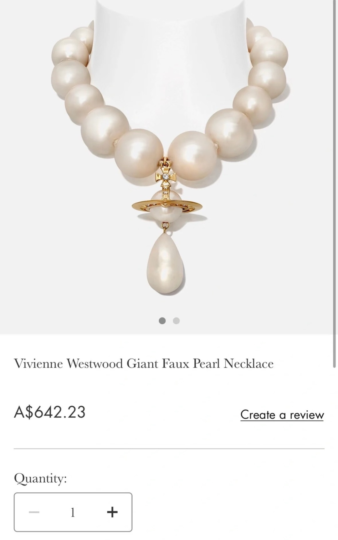 Vivienne Westwood Pearl Necklace - view 1